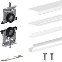 Kit SLID'UP 220 aluminium blanc pour 2 portes de placard coulissantes 18 mm - rail 1,8 m - 70 kg