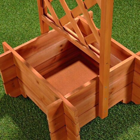 Melko 2x Rankgitter mit Pflanzkübel Holz Pergola Spalier Rosenbogen