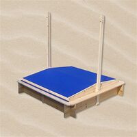 Sandkasten Sandbox SANDWICH MIT SCHUBLADEN GESCHLOSSENEM SCHILD 120cm blau 