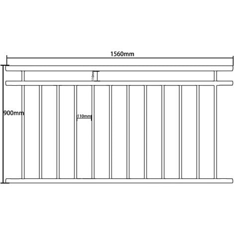 Melko Rampe de terrasse 90 x 156 cm rampe de balcon en acier inoxydable V2A rampe de fenêtre balcon français