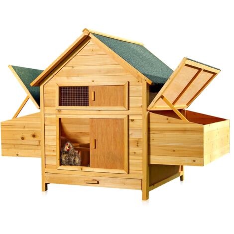 Melko – Cage poulailler pour 4 poules – Dimensions 160x115,5x100cm – 2 nids d'œufs accessibles – Construction bois avec protection contre intempéries (1/5)