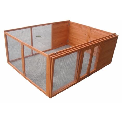 Melko Petit enclos pour animaux Clapier pliant pour lapins Enclos à portée libre env. 160 x 119 x 60 cm, en bois, marron