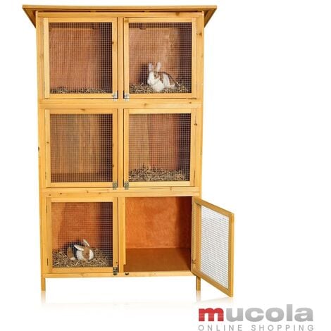 Melko Petite animalerie XXL, clapier à lapins, env. 180 x 102 x 48 cm, en bois, 3 x 2 boîtes