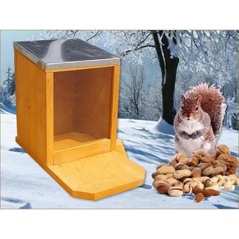 Melko Maison d'alimentation mangeoire à écureuils station d'alimentation  bois plexiglas zinc toit
