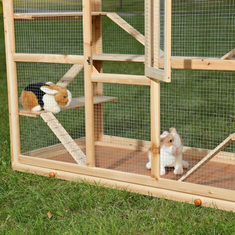 Melko Cage pour petits animaux en bois, 120 x 60 x 90 cm, avec 6 rampes, cage pour rongeurs, cage pour hamsters et souris