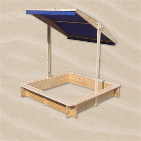 Melko Bac à sable avec toit réglable 120 x 120 x 120 cm Bac à sable (bleu)