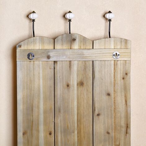 Porte Manteau Mural En Bois Massif Avec 6 Crochets Pliables