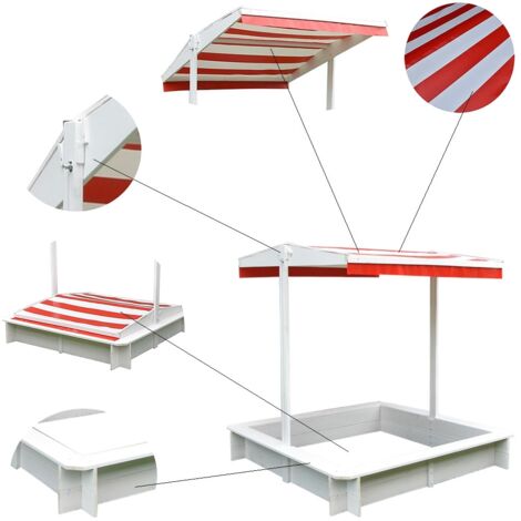 Bac à Sable En Bois 98x98 Cm Avec Couvercle Et Bancs Intégrés – Jeu Extérieur Enfants Sécurisé