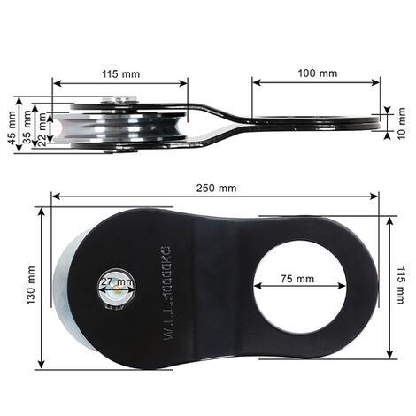 Melko - Poulie de renvoi treuil en acier jusqu'à 10 t de charge de traction - Poulie de renvoi avec protection anti-torsion pour câbles en plastique et acier de 1 à 15