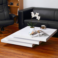 Melko Table basse table de salon blanche, 80x80x33,5 cm, table d'appoint design en bois