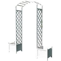 Melko – Arche de jardin en bois blanc 179 x 41 x 206 cm – Largeur de passage 98 cm – Avec 2 pots de fleurs – Montage rapide et facile