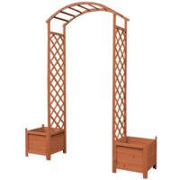 Melko – Arche de jardin en bois 179 x 206 cm – Aide à l'escalade avec 2 pots de fleurs – Montage rapide et facile – Largeur de passage 98 cm