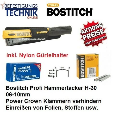 Bostitch Handhefthammer Hammertacker Schlagtacker H30-8D6 06-10mm Gürtelhalter KL-65"-"H30-8D6