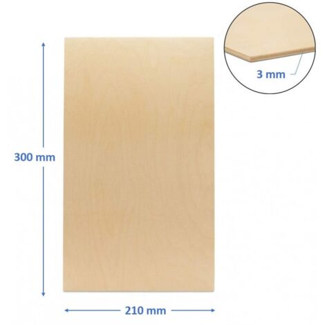 FWEEK 10 fogli di compensato 2 mm, 400 x 300 mm, A3, compensato di tiglio, fogli perfetti per lavori fai da te, lavorazione laser, modellismo, pittura