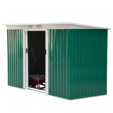 Casetta Porta Atrezzi da Giardino in Metallo Ezooza 277 x 130 x 173 cm in Lamiera di colore Verde (1/5)