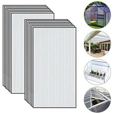 Set 14x plaques de polycarbonate 10,25m² 50x clips vitrage pour serre de  jardin