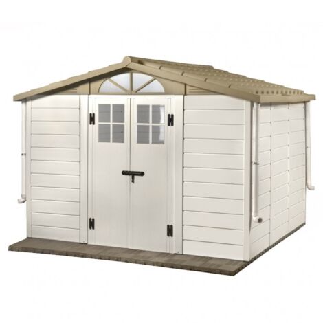 Casetta da Giardino in Resina Tuscany Evo 280, Pavimentazione inclusa, colore Beige, 261x309x225h cm (1/5)