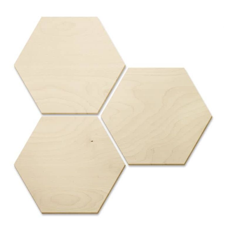 3er Set Holz Hexagon Wandbild Geometrische Wanddeko Kinderzimmertür 35x30cm