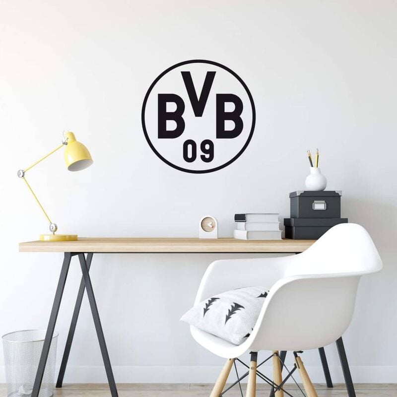 selbstklebend Aufkleber Fußball Wandtattoo Kinderzimmer BVB Borussia Logo 30x30cm Dortmund 09 Wandbild