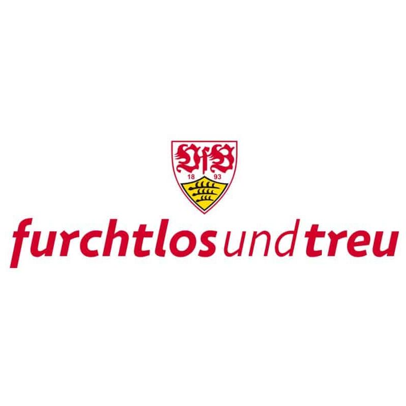 Fußball Wandtattoo Wappen selbstklebend Schriftzug Logo 60x20cm furchtlos Stuttgart Wandbild 1893 treu VfB und