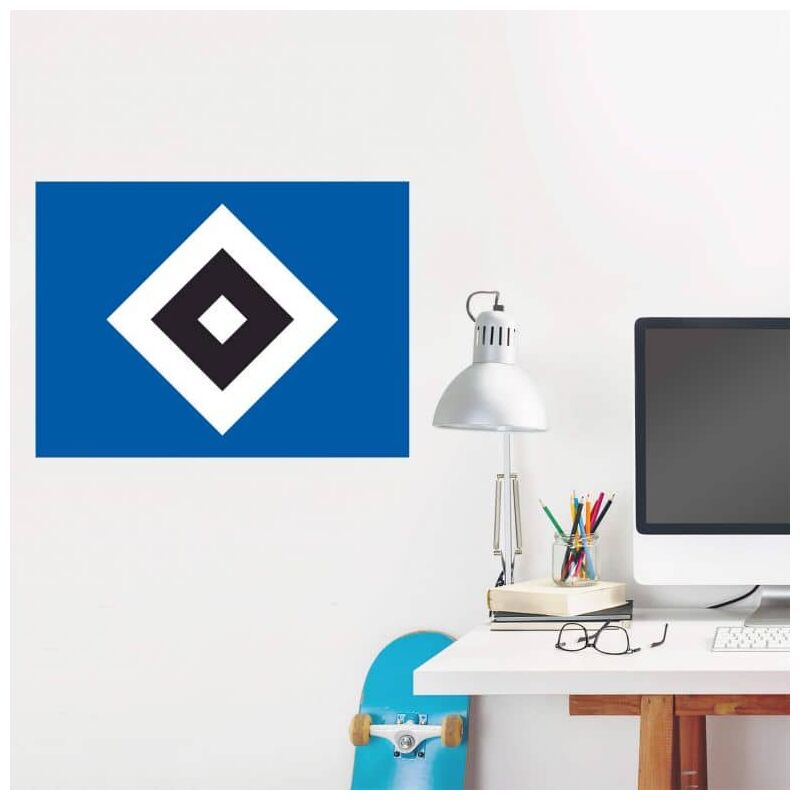 Fußball Wandtattoo Hamburger SV Bundesliga Fanartikel Banner HSV Blau  Schwarz Wandbild selbstklebend 20x15cm