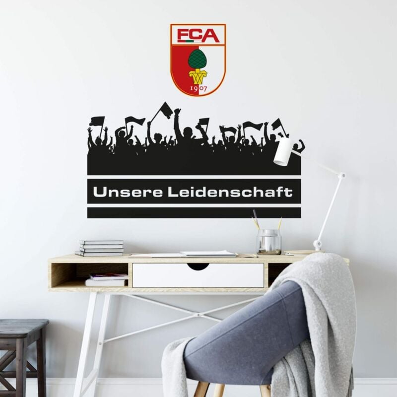 FC Augsburg Leidenschaft Fans 40x21cm Wandtattoo Fanartikel Fußball Wanddeko