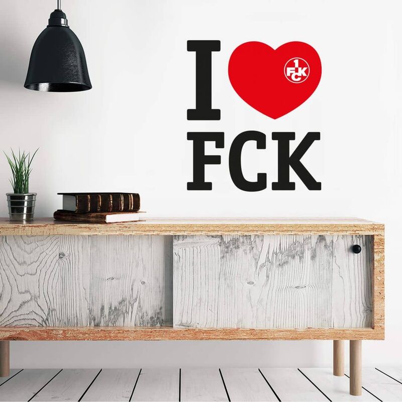 Fußball Fanartikel FCK FC Kaiserslautern love I Aufkleber Wandtattoo 35x40cm