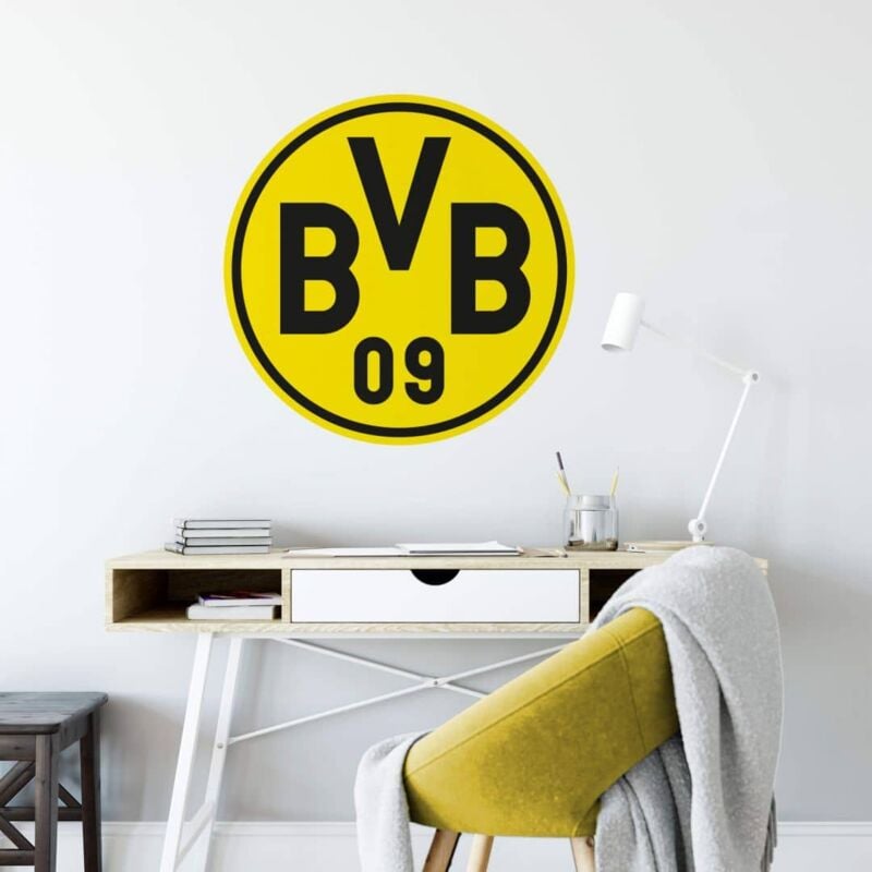 Wandbild selbstklebend Logo Wohnzimmer Aufkleber Dortmund Wandtattoo 09 20x20cm BVB Fußball Borussia Rund