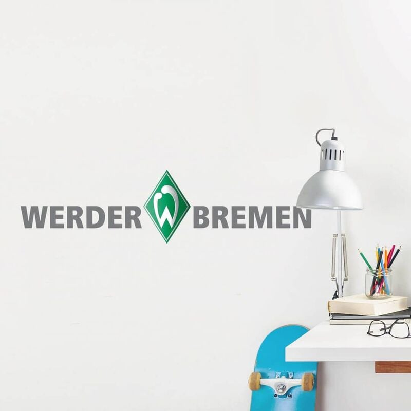 Werder Deutscher Meister Wandtattoo Wandbild 60x16cm SV Bremen Schriftzug selbstklebend Fußball Logo grün