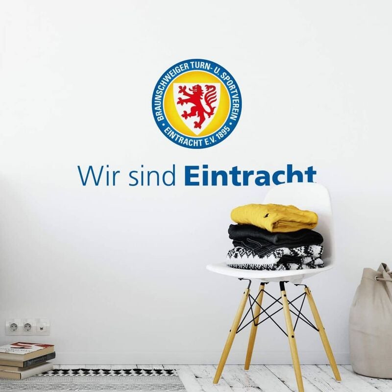 Fußball Wandtattoo Wir sind Eintracht Braunschweig 1895 Logo Löwe Wappen  Wandbild selbstklebend 30x16cm