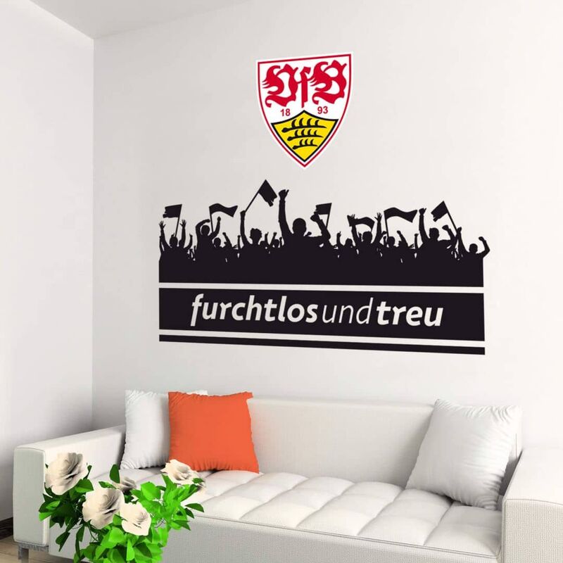 Treu Stuttgart VfB selbstklebend Schriftzug Wappen Fußball Fans Wandbild Wandtattoo 40x20cm Furchtlos 1893 und