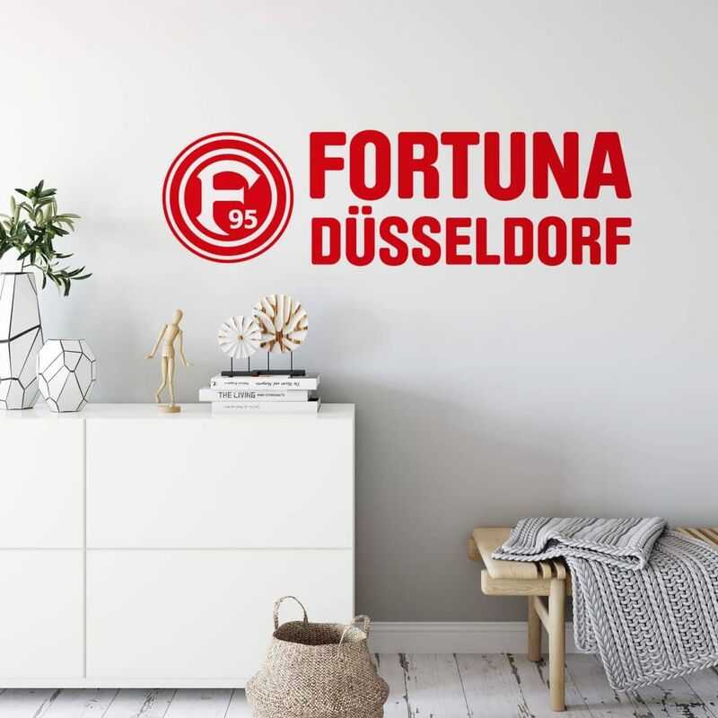 Wandtattoo Fußball selbstklebend Schriftzug Düsseldorf F95 60x18cm Fortuna Wandbild Logo Fanartikel Aufkleber