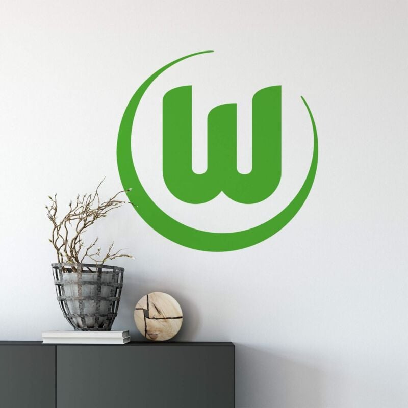 Fußball Wandtattoo VfL selbstklebend Logo Verein Wandbild Bundesliga Aufkleber Wolfsburg Grün 20x20cm Fan