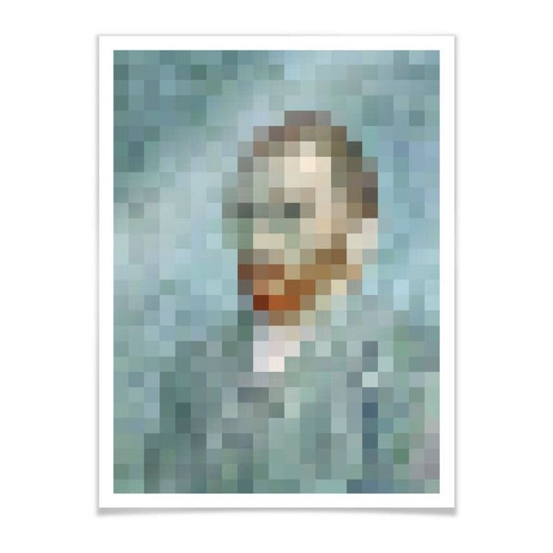 Poster Pixel Portrait van Gogh Kinderzimmer Bildnis 30x24cm Posterpapier Wandbild