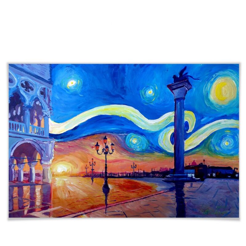 Poster Van Gogh Venedig bei Nacht 30x45cm Wandposter Wanddeko | Poster