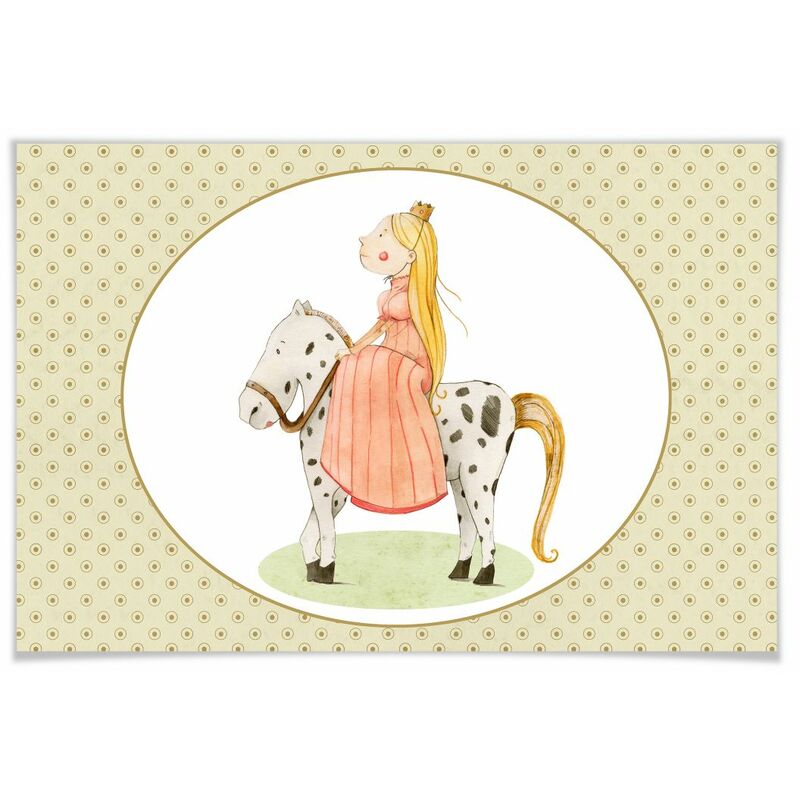 Poster Kinder Prinzessin auf Pferd 30x45cm Wandposter Wanddeko