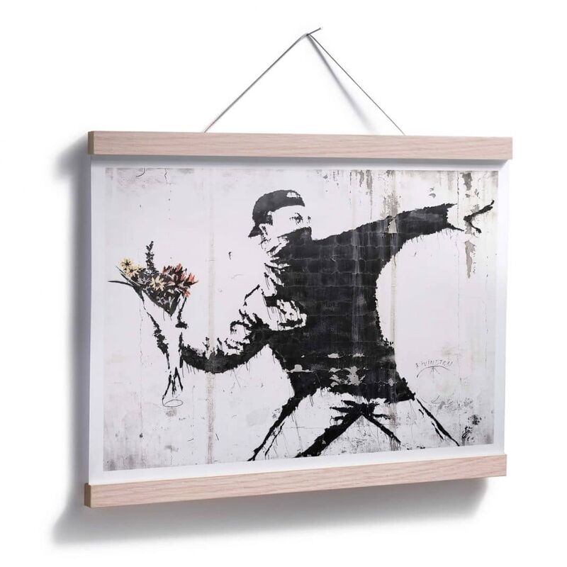Banksy Poster Graffiti Bilder Der Blumenwerfer Kinderzimmer 30x24cm Wanddeko