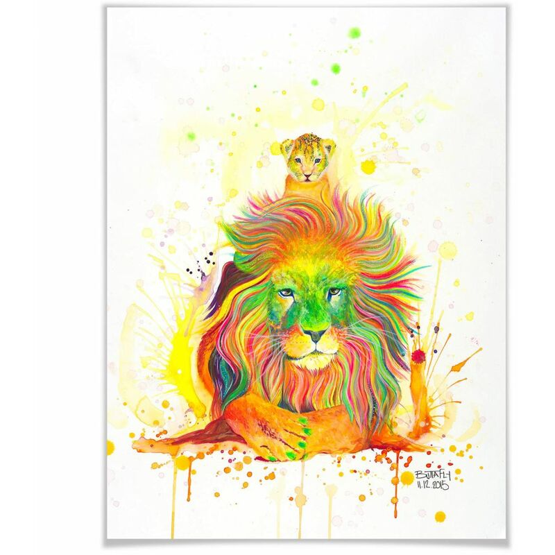 der Buntes Wanddeko Löwen Poster Simba Graffiti König 24x30cm Wandposter
