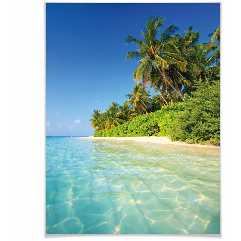 Poster 24x30cm Fotografie Insel Wandposter Malediven Wanddeko Natur Urlaub