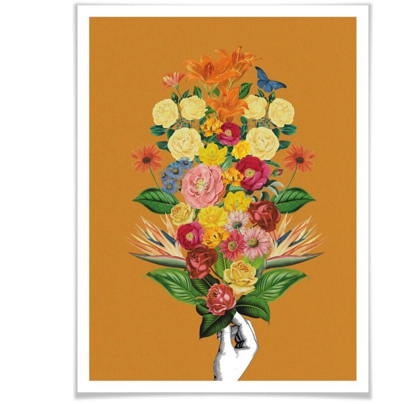 Wandposter Gelb Frida Illustration Floral Botanical Blumen Studio 24x30cm Wanddeko Poster