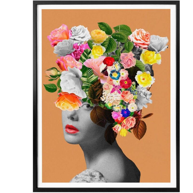 Orange Illustration Floral Frida Poster Blumen Studio Lady Wandposter 24x30cm Wanddeko