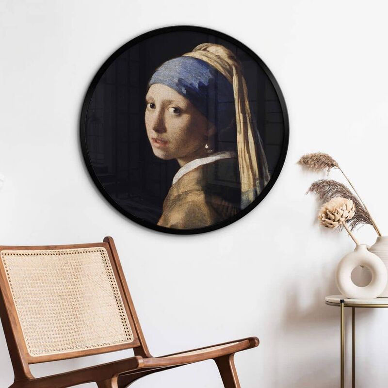 Rundes Poster Wandbild Kunstdruck Vermeer Das Mädchen mit dem Perlenohrring  Ø 30cm