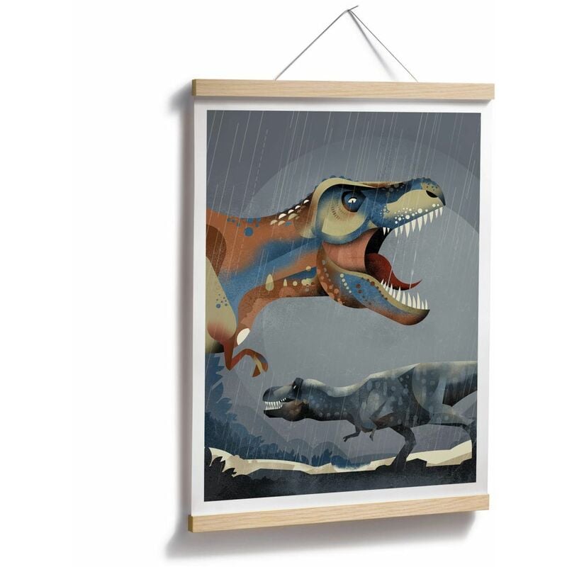Poster Kinderzimmer Wandbild Motiv Dinosaurier 24x30cm T-Rex Deko Planet Dino Steinzeit