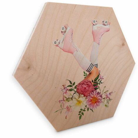 25x22 cm Blumen Holzbild Geometrische Wanddeko Rosa Wandbild Kinderzimmer