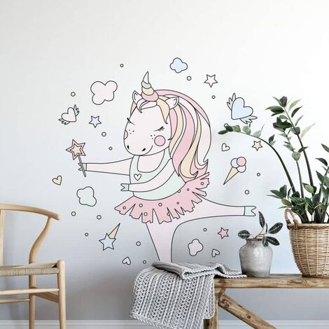 ballerina wandaufkleber tanzendes einhorn wandtattoo pferde 28x30cm