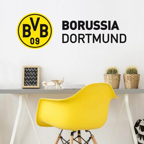 Fußball Wandtattoo Borussia Dortmund BVB Büro Logo Aufkleber 09 40x13cm Schriftzug Wandbild selbstklebend