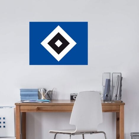 Fußball Wandtattoo Hamburger SV Bundesliga Fanartikel Banner HSV Blau  Schwarz Wandbild selbstklebend 20x15cm