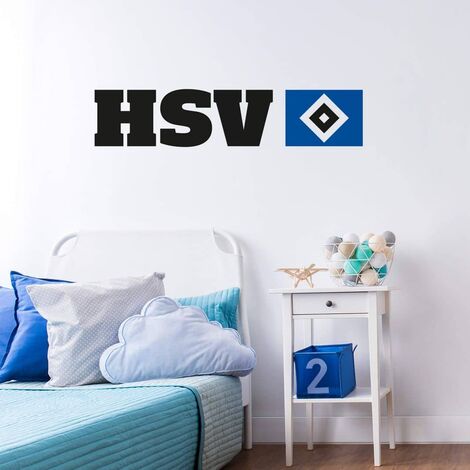 Fußball Wandtattoo Hamburger SV Bundesliga Fanartikel Banner HSV Schriftzug  Wandbild selbstklebend 60x13cm