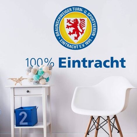 Wandtattoo Eintracht Logo Braunschweig E.V. selbstklebend Fußball Wandbild 30x19cm 100% 1895 Löwenstadt