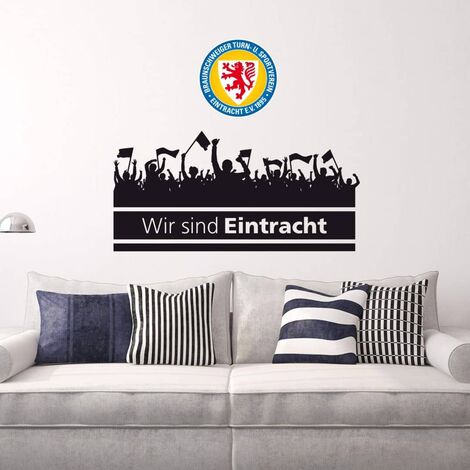Fußball Wandtattoo Wir sind Eintracht Fans Logo Braunschweig Löwenstadt  Wandbild selbstklebend 40x35cm | Wandtattoos